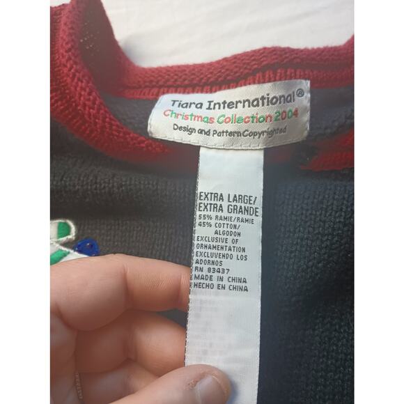 Tiara International Ugly Christmas Sweater Cardigan Santa Embroidered XL - Picture 4 of 6